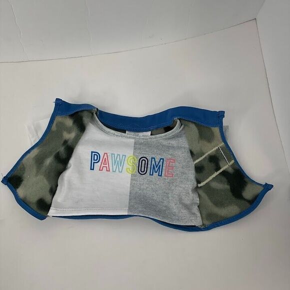 Build A Bear Vest Top Pawsome T Shirt Camoflauge Fleece Trim Purple Reflective - Picture 2 of 9